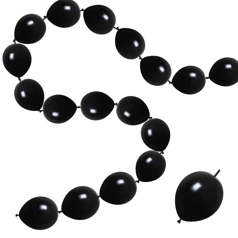 JINUPHION 100 Pcs Quick Link Balloons Black 6 inch  Latex Linking Balloons for Balloon Wall/Balloon Arches/Balloon Chains  Birthday Party Wedding Anniversary Graduation Arch Party Decor (black) - Image 1